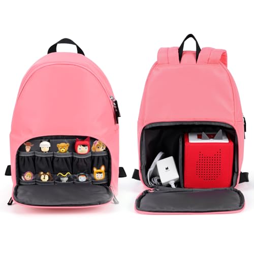 Travel Backpack for Toniebox 2 Starter Set, Carrying Storage Case Bag for Tonies Figures, Headphone & Charging Station, Pink