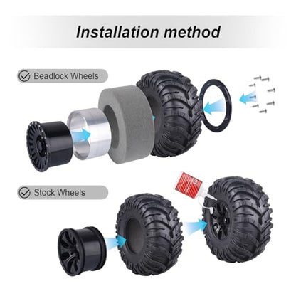 HobbyPark 2.2 Mud Tires Crawler Tyres fit 2.2 Beadlock Wheels for Traxxas TRX4 Axial SCX10 II III Redcat Gen8 Gen7 Everest 10 Rock Crawling with Foam, 4Pcs