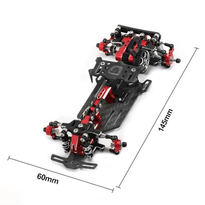 RC Car Frame, 1/24 1/28 TG Super Assembled Mini Rear Drive RWD Drift Racing Car Frame Body Kit with Tools DIY Parts (Red) - color: C.red