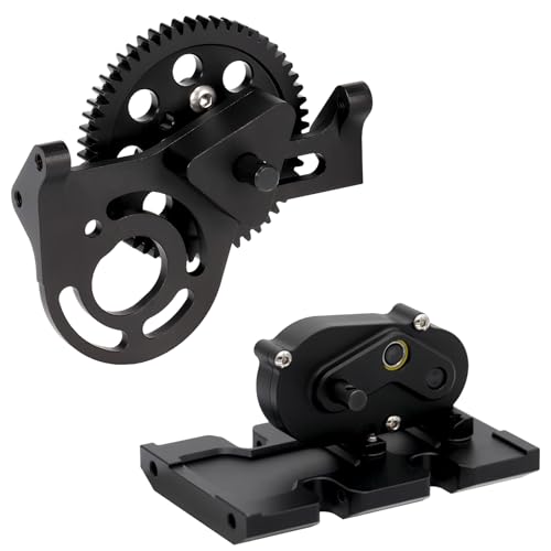 AMK 1/10 Transmission 30% OD Transfer Case Forward Motor Mount with Delrin Spur Gear for 1/10 RC Crawler Axial SCX10 II Element Enduro DIY LCG Chassis SCX10 Upgrades (Black) - color: Black