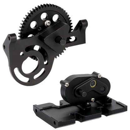 AMK 1/10 Transmission 30% OD Transfer Case Forward Motor Mount with Delrin Spur Gear for 1/10 RC Crawler Axial SCX10 II Element Enduro DIY LCG Chassis SCX10 Upgrades (Black) - color: Black