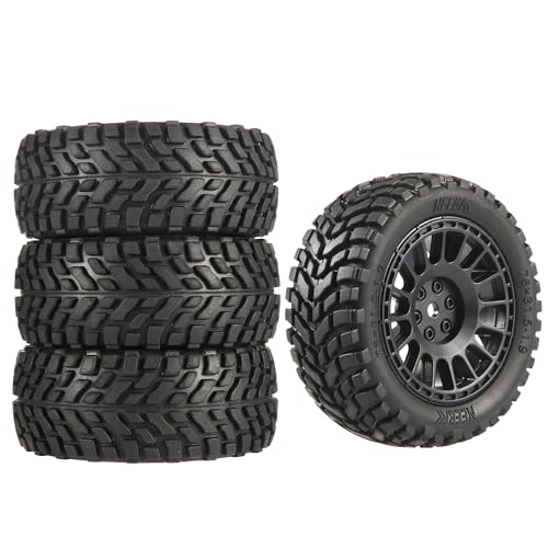 4PCS 76mm/2.99inch RC Rally Car Tyres 12mm Hex Hub Rubber Tires & Plastic Wheel Rims for 1/16 1/14 1/12 1/10 RC Off Road Buggy On-Road Touring Car (Wheel Rims*B and Tires)(NOT Glued) - size: B
