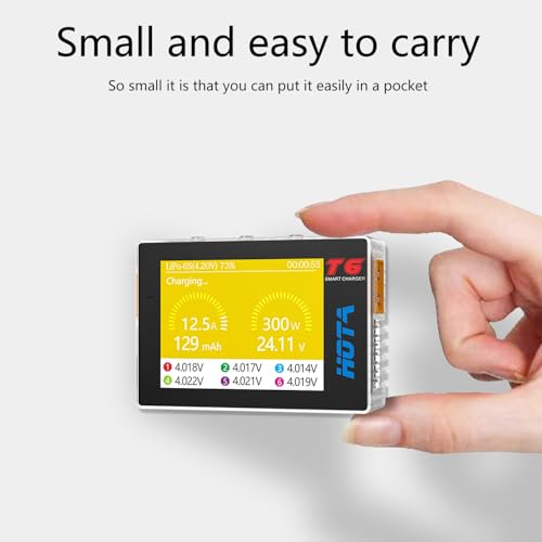MEIVIFPV HOTA T6 RC Lipo Battery Charger for 1S 2S 3S 4S 5S 6S,300W 15A Smart Charger with XT60/PD Dual Input,Support PD3.0 & QC Charging for RC Car FPV Drone Batteries