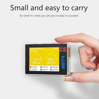 MEIVIFPV HOTA T6 RC Lipo Battery Charger for 1S 2S 3S 4S 5S 6S,300W 15A Smart Charger with XT60/PD Dual Input,Support PD3.0 & QC Charging for RC Car FPV Drone Batteries