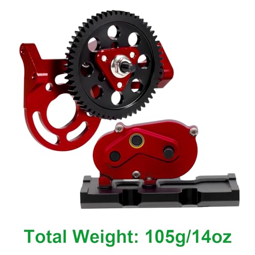 AMK 1/10 Transmission 30% OD Transfer Case Forward Motor Mount with Delrin Spur Gear for 1/10 RC Crawler Axial SCX10 II Element Enduro DIY LCG Chassis SCX10 Upgrades (Red) - color: Red