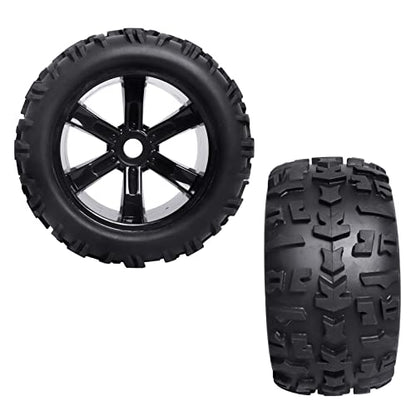 Pre-Glued 17mm Hex RC Wheels and Tires for 1/8 Scale RC Monster Truck Compatible with Traxxas E-Revo T-Maxx Redcat Kaiju Arrma Kraton, 4-Pack