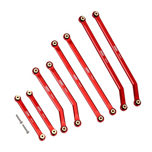 INJORA High Clearance Front 4 Links Set for SCX24 Gladiator Dodge Power Wagon 1/24 RC Crawler Car Axial, 8PCS (Red) - color: Red