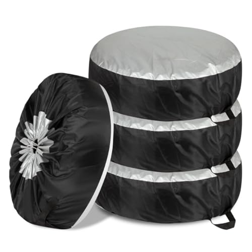 4PCS Car Tire Covers Set, Waterproof RV SUV Trailer Spare Tire Storage Bag with Handle, Portable Anti-UV Sun Snow Rain Wheel Cover, Dustproof Wheel Protector for 19-23 Inch Tires Diameter (L) - size: L