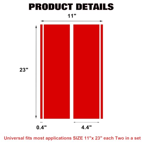 x xotic tech Fender Stripes Hash Marks KK Vinyl Decal Universal for Car Truck Sticker Racing Stripe 11"x23" (Red) - color: Red