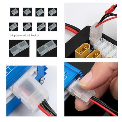Balanced Plug Protector AB Clip, 10 Pieces of 2S-6S JST-XH Balanced Head Protection Balanced Plug Protector clamp Lock, Suitable for 2S- 6s Balance Lead