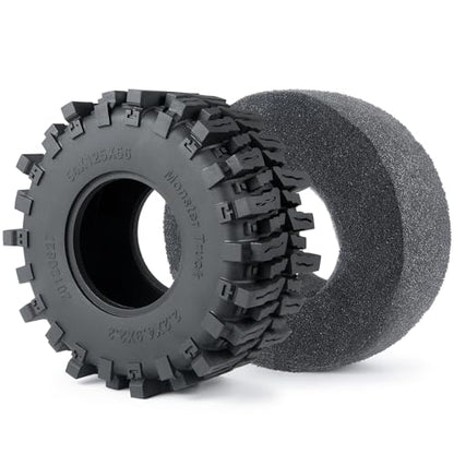RCHUBAM 4Pcs 2.2" Rubber Wheel Tires for for 1/10 SCX10 AXI03004 AXI03007 | 125*56mm Tires,Deep Claw Tread Mud Terrain Tires with Insert Foam