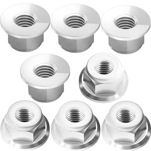 8Pcs M4 Flange Nuts Aluminum, M4-0.7mm Hex Flange Nylon Insert Lock Nuts for 1/10 Scale RC Car Traxxas Slash 4x4 2WD Stampede VXL Rustler VXL HPI Redcat Axial Racing Truck Buggy Crawler Wheels - color: Silver, size: 8Pcs