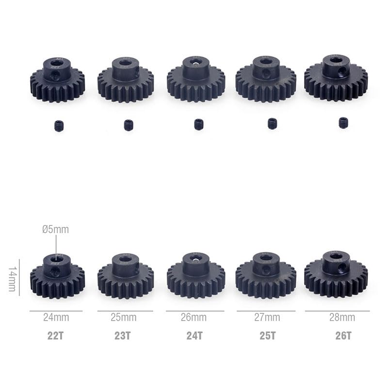 M1 Hardened Steel Pinion Gear Set (11T-30T) with Hex Key – 1/8 Inch Hole 5mm Upgrade Parts for HPI Kyosho Losi Axial Tamiya RC Cars & Trucks (16T-17T-18T-19T-20T) - color: 16t-17t-18t-19t-20t