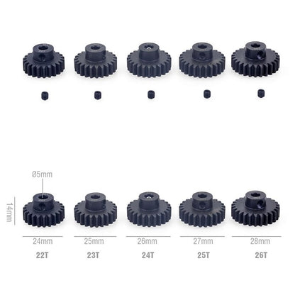 M1 Hardened Steel Pinion Gear Set (11T-30T) with Hex Key – 1/8 Inch Hole 5mm Upgrade Parts for HPI Kyosho Losi Axial Tamiya RC Cars & Trucks (26T-27T-28T-29T-30T) - color: 26t-27t-28t-29t-30t