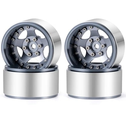 4PCS Aluminum 1.9" Beadlock Wheel Rims Upgrades for Axial SCX10 I II III TRX4 GEN7 GEN8 1/10 RC Crawler Truck Car (Titanium) - color: Titanium
