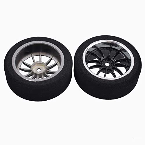 4Pcs 1/10 On-Road Foam Tires& 6012 Wheel Rims 12mm Hex for HSP HPI RC Racing Car Toy, Black