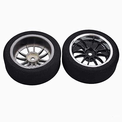 4Pcs 1/10 On-Road Foam Tires& 6012 Wheel Rims 12mm Hex for HSP HPI RC Racing Car Toy, Black