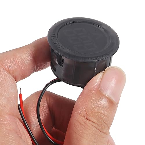 3pcs DC 4-100V LED Digital Display Circular Two-Wire Voltmeter DC Digital Voltmeter Head Display Reverse Connection Protection(Red) - color: Red