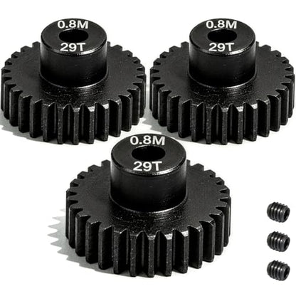 3-Pack Steel Metal 0.8M 5mm Pinion Motor Gear Sets 29T Compatible with HPI Kyosho Losi Axial Tamiya 1/8 1/10 RC Car Monster Truck Buggy, 0.8 Module Gear for Traxxsa Arrma - style: 3Pcs 29T