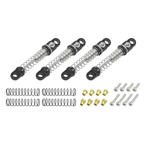 Aluminum Shock Absorbers 4pcs/set, 21.5mm & 25mm, Metal Spring Upgrade Parts for 1/30 Axial SCX30 RC Cars, Red & Black (25mm-Black) - color: 25mm-Black