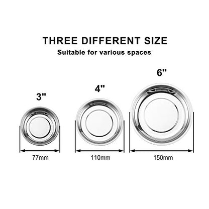Mayouko 3-Piece Round Magnetic Trays Set, 3" 4" 6", Trays Tool Holder for Screws and Tools - color: 3", 4" & 6" Round Tray Set