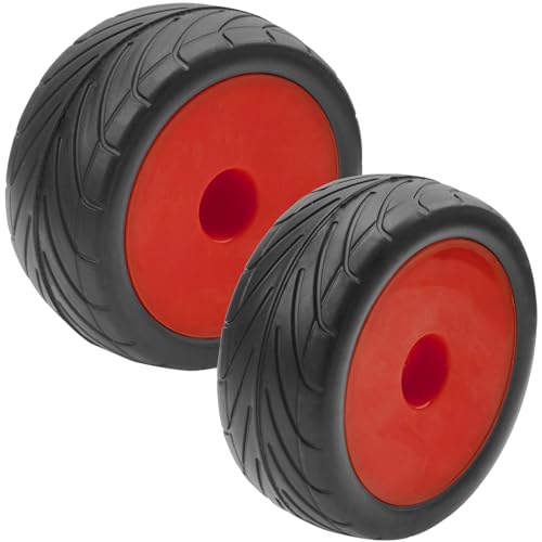 4Pack ShareGoo RC 85mm/3.34" Rubber Tires Front Rear Tyres 12mm Hex Wheel Compatible with Redcat HPI HSP Kyosho 1/10 RC Off-Road Car Buggy (Red) - color: Red