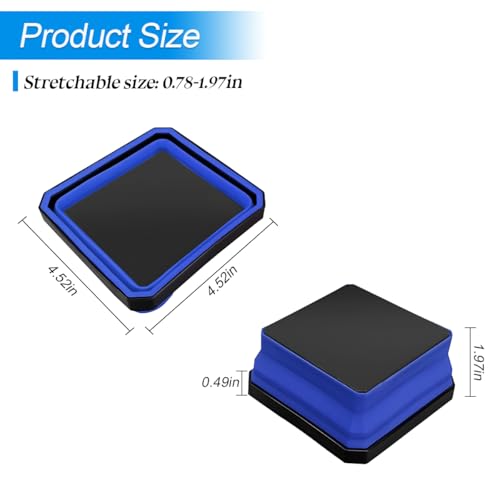 Collapsible Magnetic Parts Tray Set, Silicone Foldable Square Tool Bowls for Screw, Nuts & Small Metal Parts, Dual-Sided Magnet Base Auto Tool Organizer, Universal for Vehicles (Blue) - color: Blue