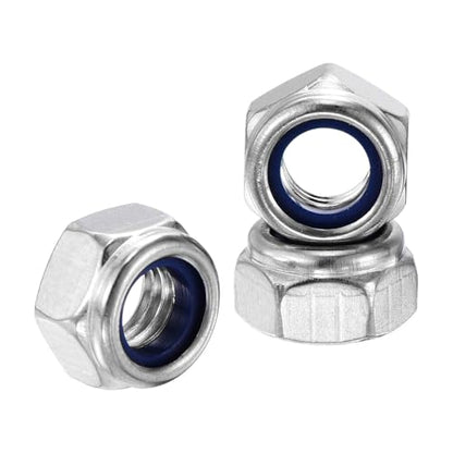 10Pcs Nylon Locking Hex Nuts - [M6-1], 304 Stainless Steel Hardware Nuts, Silver, for Automotive, Aerospace, Industrial Applications Use - color: Silver, size: M6x1mm