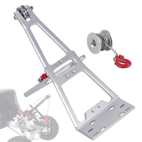 AMK Tow Truck Accessory Kit for 1/10 RC Crawler Chassis, Includes Crane Arm and Winch, Compatible with SCX10 TRX4 Capra LCG Chassis Upgrades - color: Silver