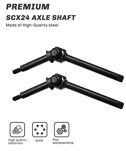2Pcs Steel Front Axle Drive Shaft SCX24 CVD Set 1/24 Axial SCX24(Regular) | For C10/JLU/Bronco/Gladiator/Deadbolt RC Crawler Car,CNC Machined,High Strength,Non Destructive Installation - size: Regular