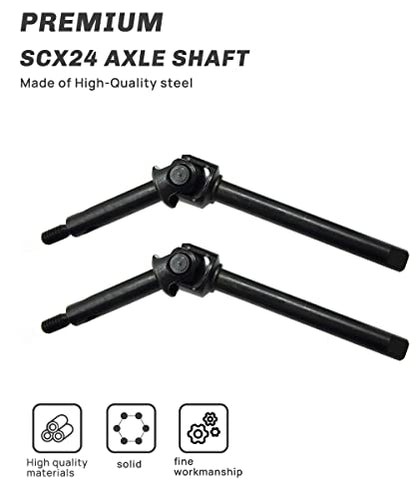 2Pcs Steel Front Axle Drive Shaft SCX24 CVD Set 1/24 Axial SCX24(Regular) | For C10/JLU/Bronco/Gladiator/Deadbolt RC Crawler Car,CNC Machined,High Strength,Non Destructive Installation - size: Regular