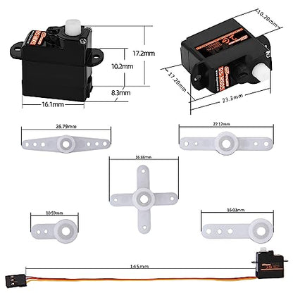 5PCS 2G Plastic Gear Mini Servo, 3.7-4.2V RC Micro Coreless Motor Digital Servos Kit for Fixed-Wing Helicopter Airplane Drone 1/24 RC Car Model Boat Robot Toy