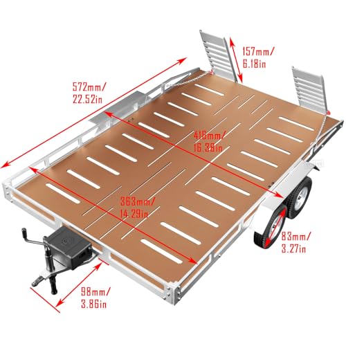 Aluminum RC Trailer for 1/10 1/8 RC Crawler TRX4 TRX6 Redca t Scout II Gen8 Tamiya Scx10 II D90 Wraith,RC Heavy Duty Truck and RC Rock Cars Trailer with RC Trailer Hook Coupler,Brown - color: Brown - (Aluminum Rc Trailer
