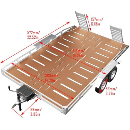 Aluminum RC Trailer for 1/10 1/8 RC Crawler TRX4 TRX6 Redca t Scout II Gen8 Tamiya Scx10 II D90 Wraith,RC Heavy Duty Truck and RC Rock Cars Trailer with RC Trailer Hook Coupler,Brown - color: Brown - (Aluminum Rc Trailer