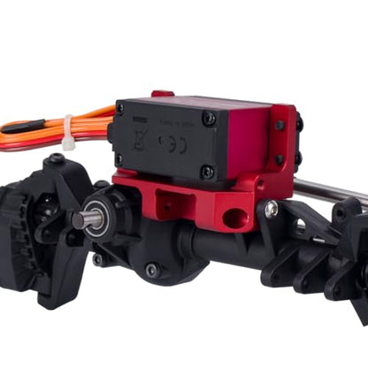 SCX10 III Servo on Axle Mount, AR45P Portal Axle 4-Link Suspension for 1/10 RC Crawler Car SCX10 III Aluminum Alloy Upgrade Parts (Black) - color: Black