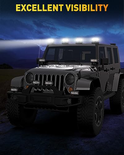 NAOEVO 7 Inch LED Light Bar, 480W 48,000LM LED Off Road/Fog Lights, 4 Pcs | Spot Flood Combo Waterproof LED Tractor Lights, Aluminum LED Work Lights with Bracket for Truck, Tractor, Boat, ATV, UTV - size: 4 Pcs