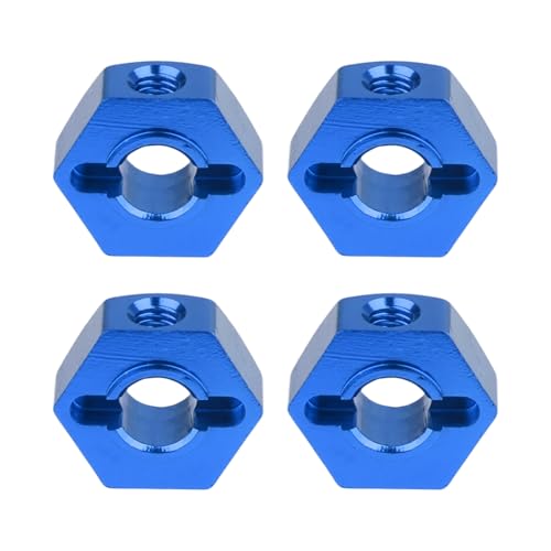 Hobbypark 12mm Wheel Hex Hubs 5mm Axle Hole Drive Adapter & M4 Lock Nuts for 1/12 1/10 RC Car Truck Buggy On Road RC Touring Racing Compatible with Traxxas Tamiya Redcat Axial Upgrades Parts (Blue) - color: Blue