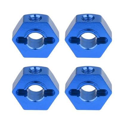 Hobbypark 12mm Wheel Hex Hubs 5mm Axle Hole Drive Adapter & M4 Lock Nuts for 1/12 1/10 RC Car Truck Buggy On Road RC Touring Racing Compatible with Traxxas Tamiya Redcat Axial Upgrades Parts (Blue) - color: Blue