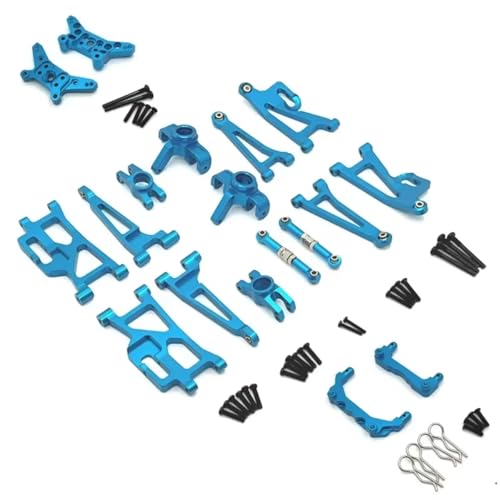 RC Replacement Parts for MJX 14209 14210 1/14 Metal Steering Cup Upper Lower for Swing Arm Set Shock Tower Bracket Body Post RC Car Upgrade Parts Accessories(Blue) - color: Blue