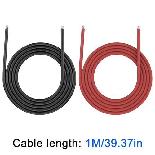 XMSJSIY 10 Gauge Wire Silicone Electrical Cable Red & Black 10 AWG Wire 2 Core Conductor Battery Cable Oxygen Free Stranded Tinned Copper Wire for RC Car Marine Battery Clamp Cable (1 M / 3.28 FT)