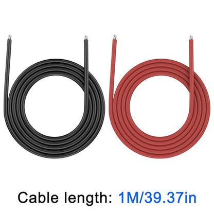 XMSJSIY 10 Gauge Wire Silicone Electrical Cable Red & Black 10 AWG Wire 2 Core Conductor Battery Cable Oxygen Free Stranded Tinned Copper Wire for RC Car Marine Battery Clamp Cable (1 M / 3.28 FT)