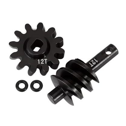 2pcs Steel Axle Differentials Gear 13T/2T Front and Rear Overdrive Differential Worm Gear for Axial SCX24 1/24 RC Crawler Truck Car Upgrades Parts Accessories (2T-12T) - color: 2t-12t