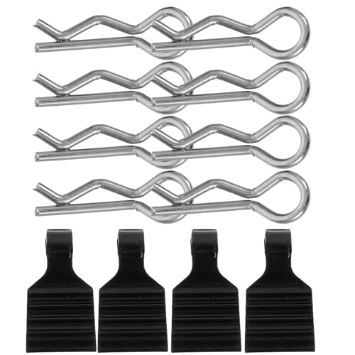 Alasum 4pcs Rc Car Body Clips Pins with Pull Tabs 1/24 Scale Aluminum Alloy Shell Clips for Rc Cars Truck Bumpers Black Set with Easy-Remove