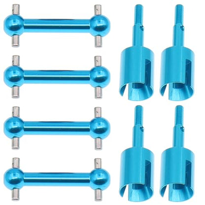 4Pcs Treehobby Aluminum Alloy Drive Shaft Dog Bone Dogbone & Wheel Stub Axle Cup Compatible with Tamiya TT01 TT02 1/10 RC Car Upgrades Parts(Blue)