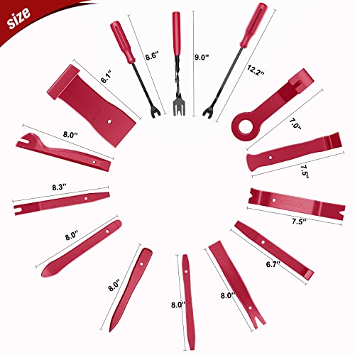 Nilight 238Pcs Trim Removal Tool, Auto Push Pin Bumper Retainer Clip Set | Fastener Terminal Remover Tool Adhesive Cable Clips Kit Car Panel Radio Removal Auto Clip Pliers - color: 238 Clips+ Remover Tools Red