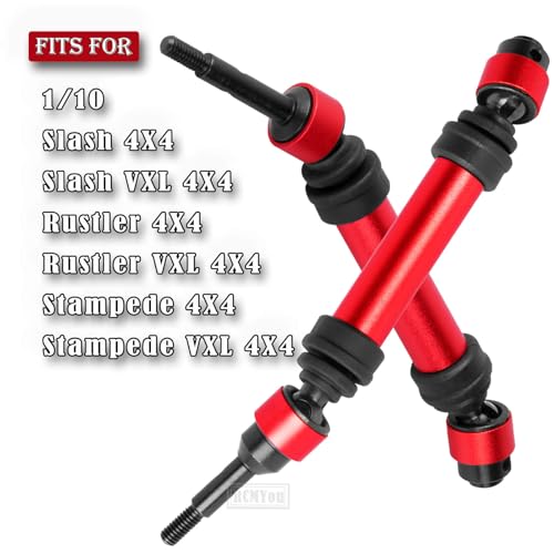 RC Drive Shaft CVD Axles Upgrades Part for 1/10 Slash VXL 4X4,Rustler VXL 4X4,Stampede VXL 4X4,#45 Steel Front Rear Driveshaft with Hex,Red - color: Red - Upgrades