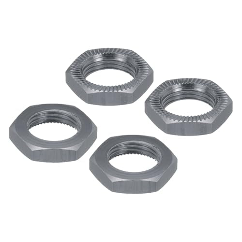 MECCANIXITY Aluminum 17mm RC Wheel Nut Thread M12x1.0mm Hex Wheel Nuts RC Wheel Nut for 1/8 RC Model Car Trucks Off Road Car Upgraded Parts Pack of 4(Bright Gray) - color: Bright Gray