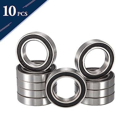 6802-2RS Deep Groove Ball Bearings, ID 15mm x OD 24mm x Width 5mm Double Rubber Sealed Ball Bearing Pre-Lubricated Chrome Steel Z2 Lever 10pcs - size: 6802-2RS 15x24x5mm