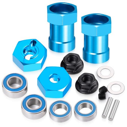 Aluminum Alloy Wheel Hex Hubs Adapter 12mm RC Hex Combiner, Blue | With Bearing, For 1/10 Tamiya DT03T RC Car, Upgrade Accessories - color: Blue