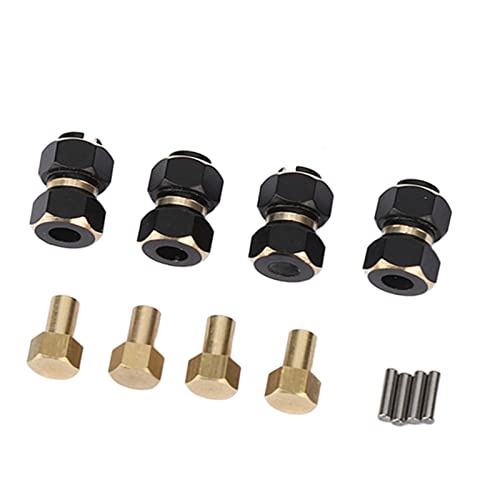 AYNEFY 10mm Brass Wheels Hex Hub Extension, Solid Brass Hex Drive Adapter 4PCS, 7mm Dia 3.5mm Center Aperture, Stable Fit for 1 18 RC Crawler Upgrade